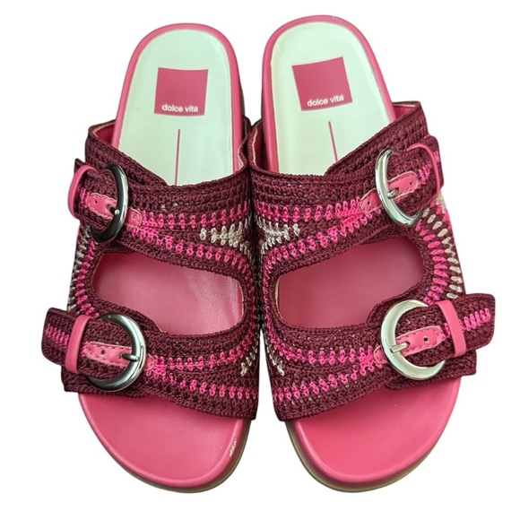 Dolce Vita Ralli Wedge Sandal Multi Knit Pink NEW Sandal - Picture 7 of 8